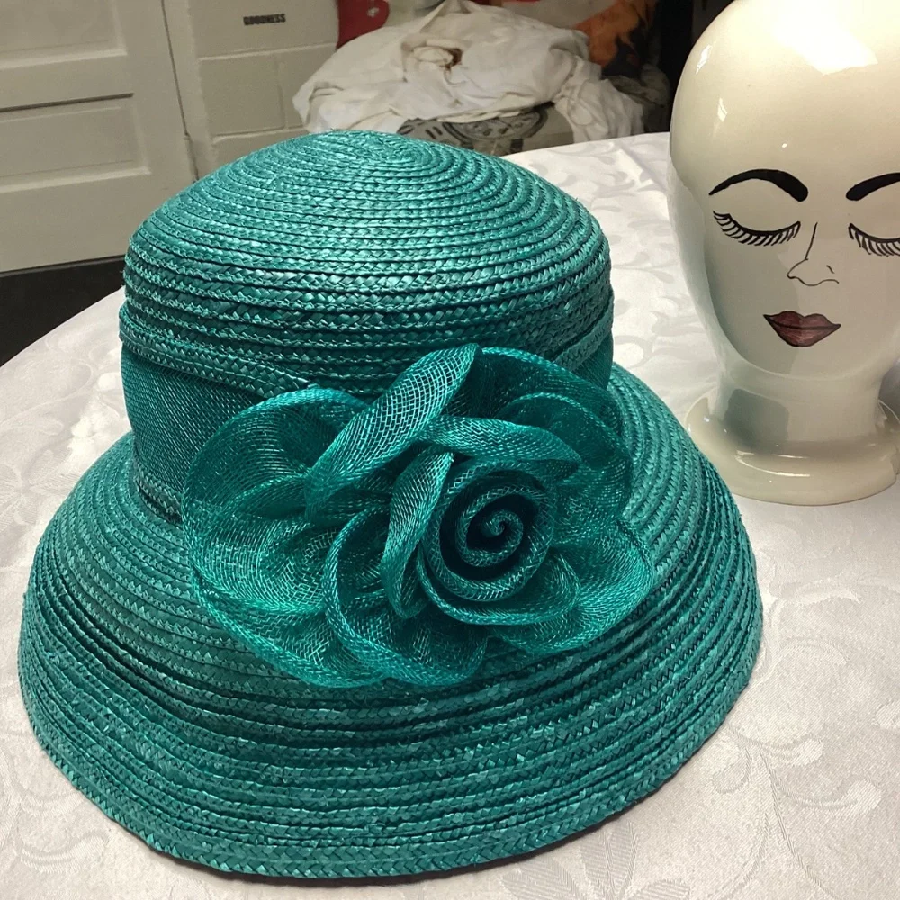 BETMAR. NEW YORK TURQUOISE STRAW HAT. - Picture 4 of 6